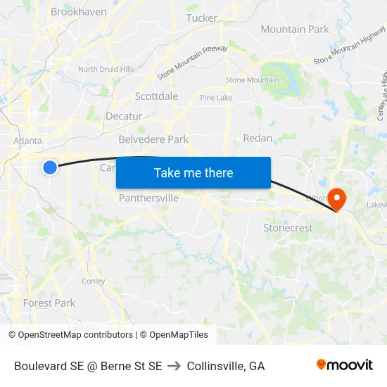 Boulevard SE @ Berne St SE to Collinsville, GA map