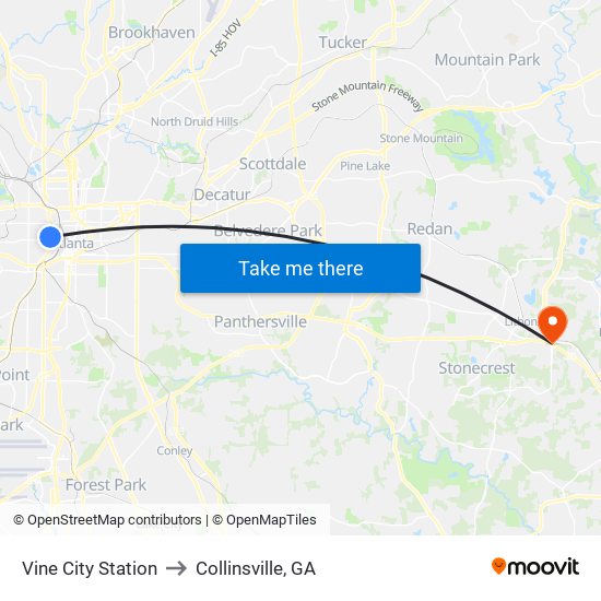 Vine City Station to Collinsville, GA map