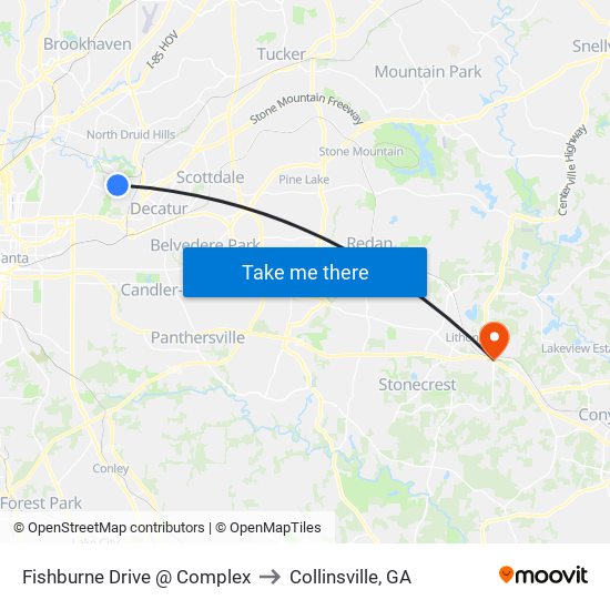 Fishburne Drive @ Complex to Collinsville, GA map