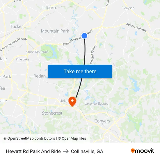 Hewatt Rd Park And Ride to Collinsville, GA map
