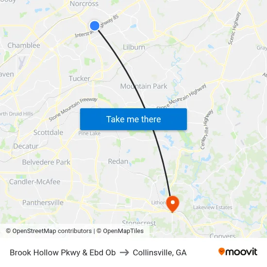 Brook Hollow Pkwy & Ebd Ob to Collinsville, GA map