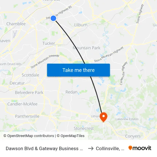 Dawson Blvd & Gateway Business Park to Collinsville, GA map