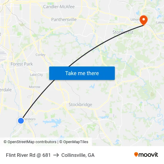 Flint River Rd @ 681 to Collinsville, GA map