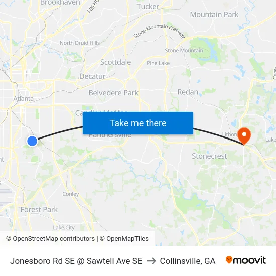 Jonesboro Rd SE @ Sawtell Ave SE to Collinsville, GA map