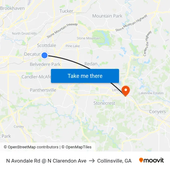 N Avondale Rd @ N Clarendon Ave to Collinsville, GA map