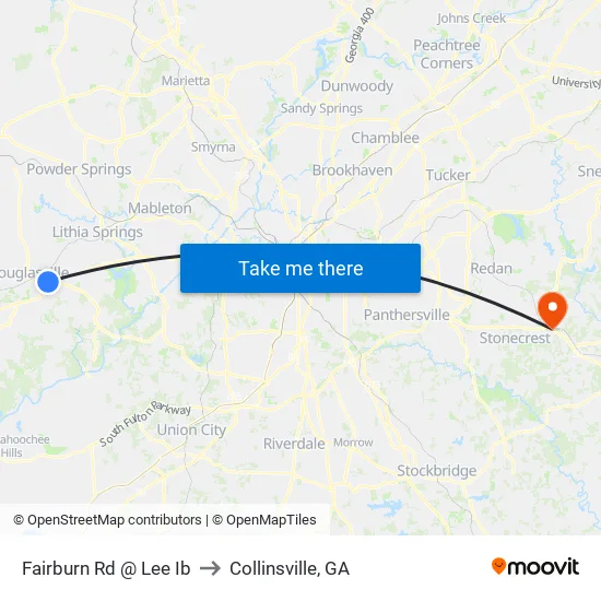 Fairburn Rd @ Lee Ib to Collinsville, GA map