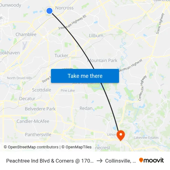 Peachtree Ind Blvd &  Corners @ 1700 Apt to Collinsville, GA map