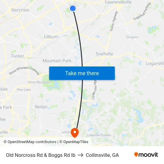 Old Norcross Rd & Boggs Rd Ib to Collinsville, GA map