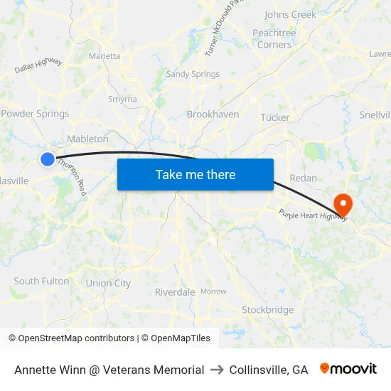 Annette Winn @ Veterans Memorial to Collinsville, GA map