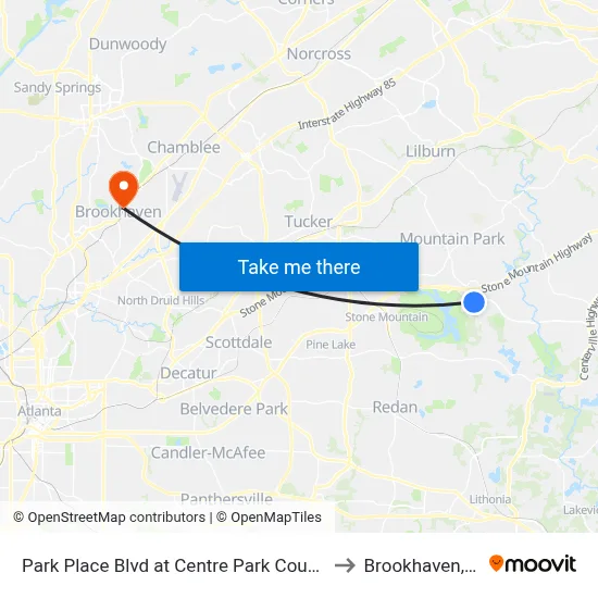 Park Place Blvd at Centre Park Court (Am to Brookhaven, GA map