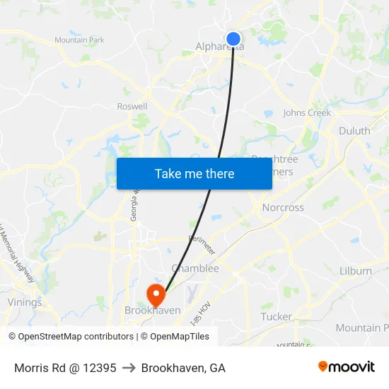 Morris Rd @ 12395 to Brookhaven, GA map