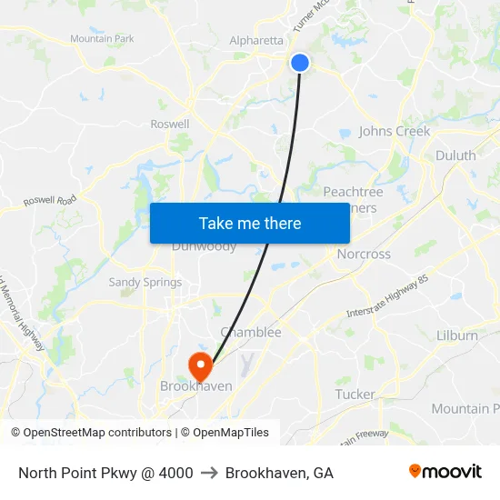 North Point Pkwy @ 4000 to Brookhaven, GA map