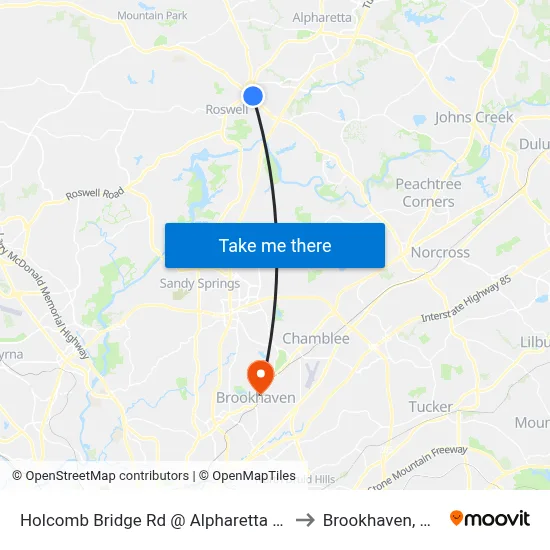 Holcomb Bridge Rd @ Alpharetta St to Brookhaven, GA map