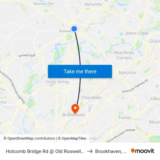 Holcomb Bridge Rd @ Old Roswell Rd to Brookhaven, GA map