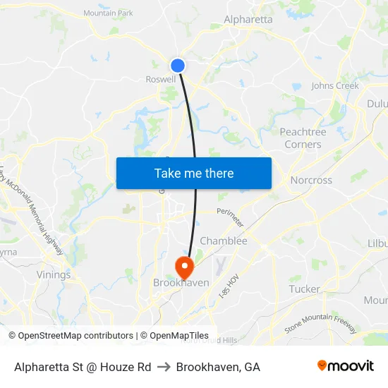 Alpharetta St @ Houze Rd to Brookhaven, GA map
