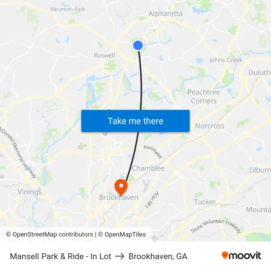 Mansell Park & Ride - In Lot to Brookhaven, GA map