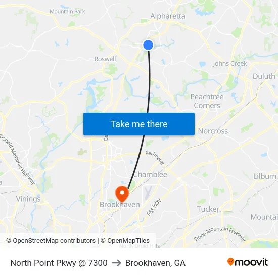 North Point Pkwy @ 7300 to Brookhaven, GA map