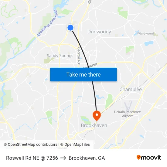 Roswell Rd NE @ 7256 to Brookhaven, GA map