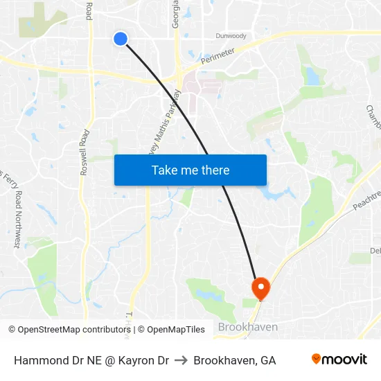 Hammond Dr NE @ Kayron Dr to Brookhaven, GA map