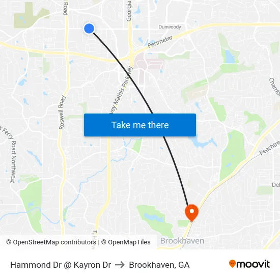 Hammond Dr @ Kayron Dr to Brookhaven, GA map