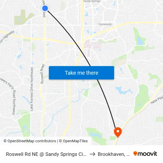 Roswell Rd NE @ Sandy Springs Cir NE to Brookhaven, GA map