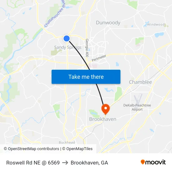 Roswell Rd NE @ 6569 to Brookhaven, GA map