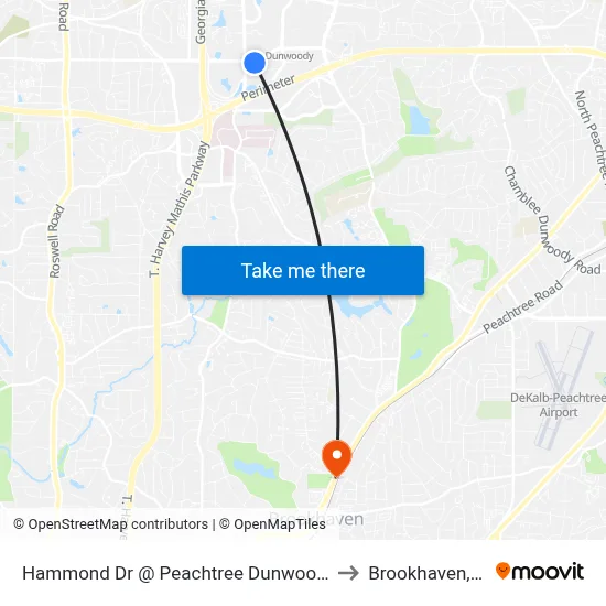 Hammond Dr @ Peachtree Dunwoody Rd to Brookhaven, GA map