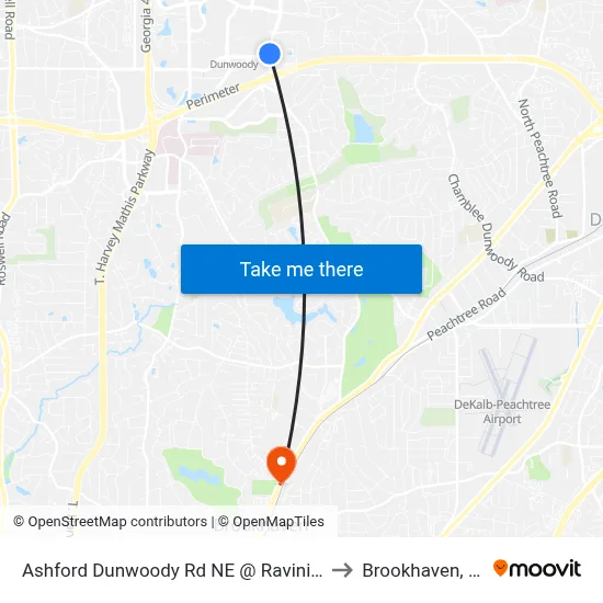 Ashford Dunwoody Rd NE @ Ravinia Dr to Brookhaven, GA map