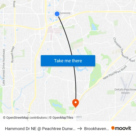 Hammond Dr NE @ Peachtree Dunwoody Rd to Brookhaven, GA map