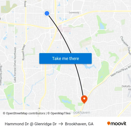 Hammond Dr @ Glenridge Dr to Brookhaven, GA map