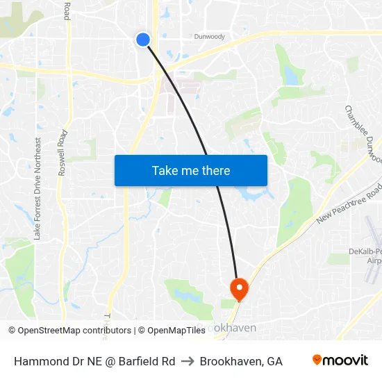 Hammond Dr NE @ Barfield Rd to Brookhaven, GA map