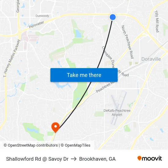 Shallowford Rd @ Savoy Dr to Brookhaven, GA map
