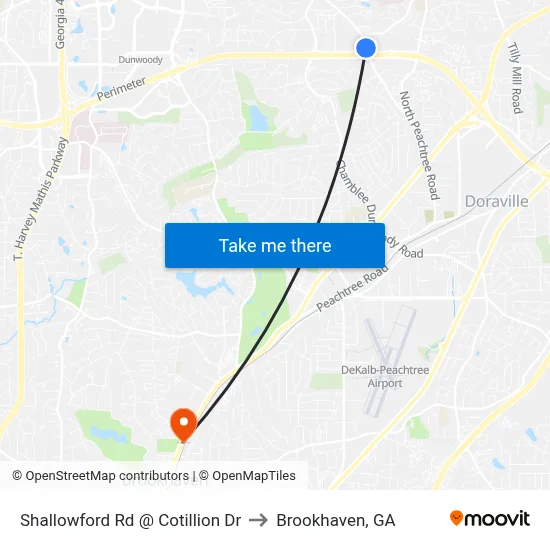 Shallowford Rd @ Cotillion Dr to Brookhaven, GA map
