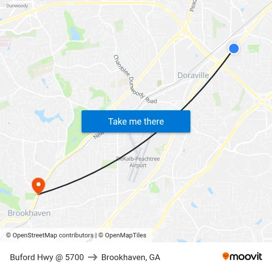 Buford Hwy @ 5700 to Brookhaven, GA map