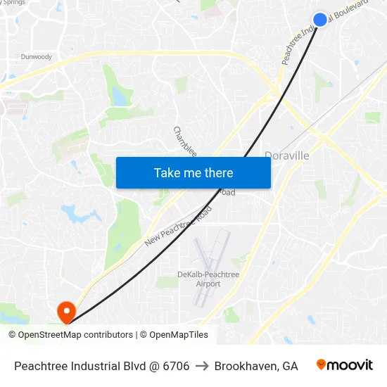 Peachtree Industrial Blvd @ 6706 to Brookhaven, GA map