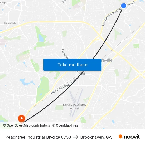 Peachtree Industrial Blvd @ 6750 to Brookhaven, GA map