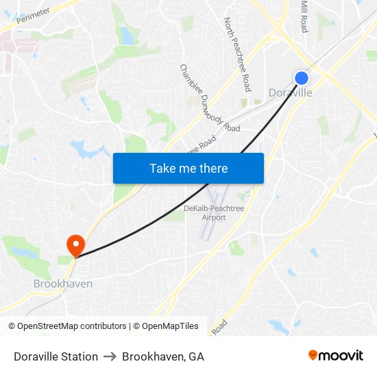 Doraville Station to Brookhaven, GA map