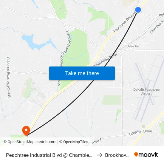 Peachtree Industrial Blvd @ Chamblee Dunwoody Rd to Brookhaven, GA map
