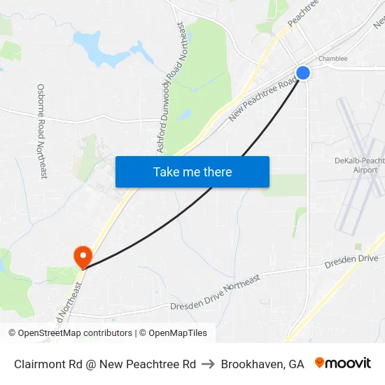 Clairmont Rd @ New Peachtree Rd to Brookhaven, GA map