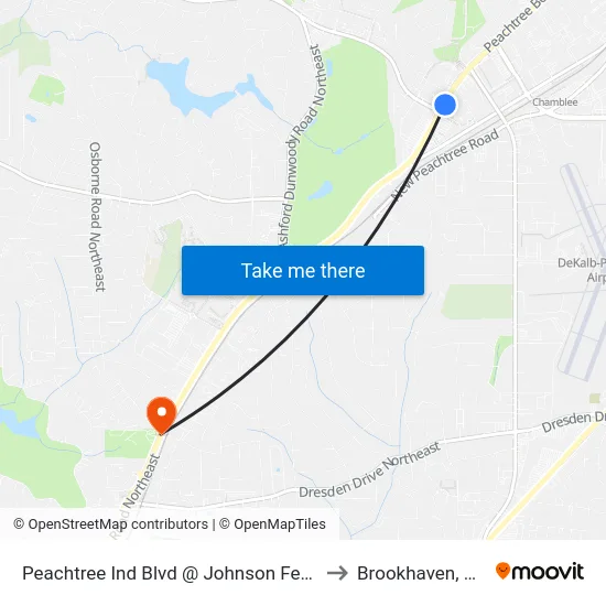Peachtree Ind Blvd @ Johnson Ferry to Brookhaven, GA map