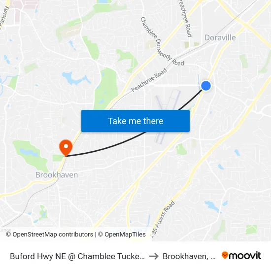 Buford Hwy NE @ Chamblee Tucker Rd to Brookhaven, GA map