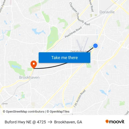 Buford Hwy NE @ 4725 to Brookhaven, GA map