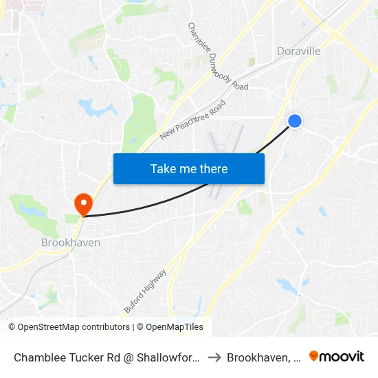 Chamblee Tucker Rd @ Shallowford Rd to Brookhaven, GA map