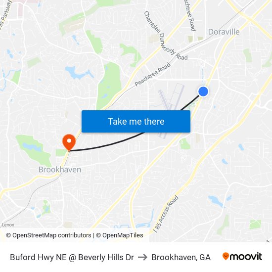 Buford Hwy NE @ Beverly Hills Dr to Brookhaven, GA map