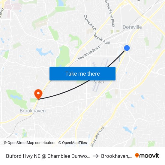 Buford Hwy NE @ Chamblee Dunwoody Rd to Brookhaven, GA map