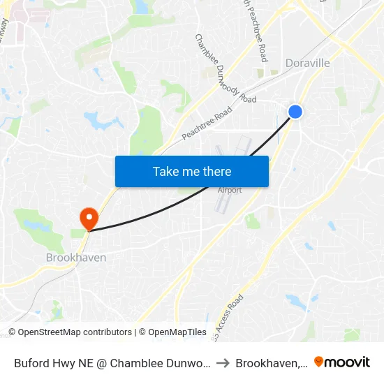 Buford Hwy NE @ Chamblee Dunwoody Rd to Brookhaven, GA map