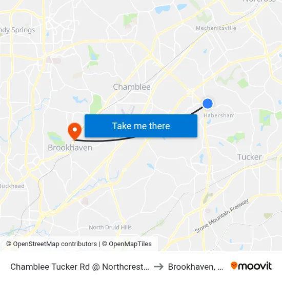 Chamblee Tucker Rd @ Northcrest Rd to Brookhaven, GA map