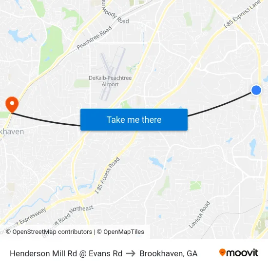 Henderson Mill Rd @ Evans Rd to Brookhaven, GA map