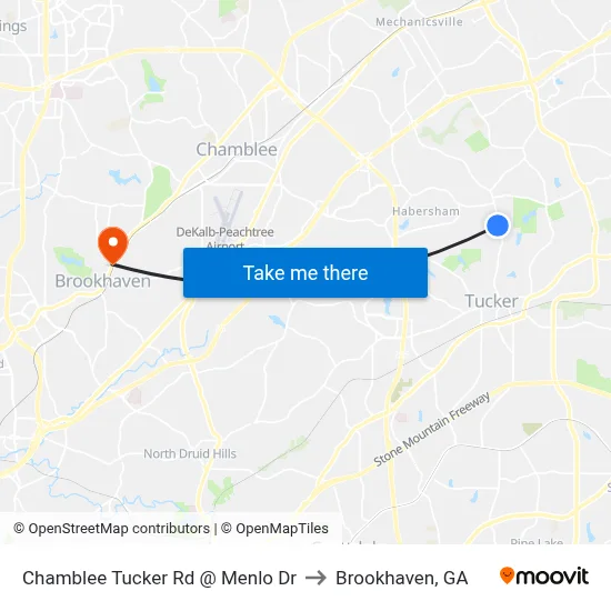 Chamblee Tucker Rd @ Menlo Dr to Brookhaven, GA map
