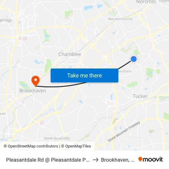 Pleasantdale Rd @ Pleasantdale Pkwy to Brookhaven, GA map